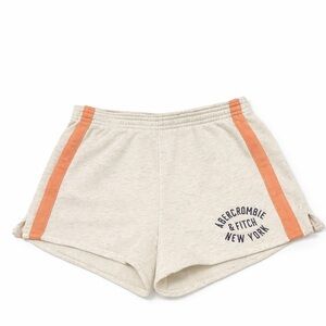 Abercrombie & Fitch XS Cream Logo Shorts Y2K Athletic Lounge 13x2.5